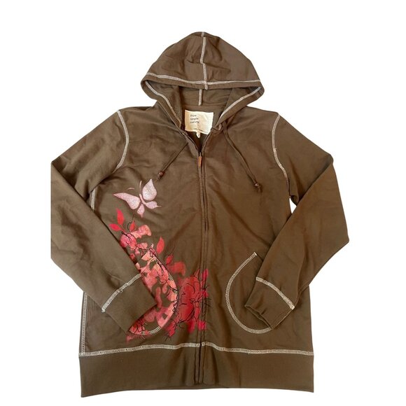 Pure Simple Natural Brown Lounge Set Women’s Size L Y2K Sweatsuit Floral Pattern - Picture 3 of 6